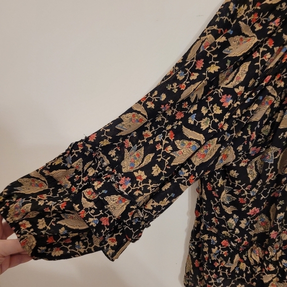 Ralph Lauren Denim & Supply RL boho black floral top size XL - Picture 6 of 9